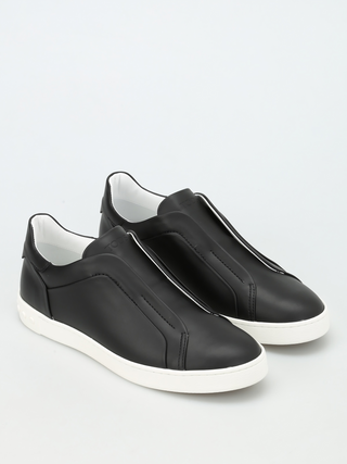 Tods Smooth Leather Slip-On Sneakers with White Sole