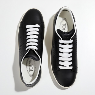 Tods Perforated Leather Low-Top Sneakers Black