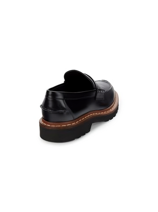 Tods Polished Leather Penny Loafers with Lug Sole