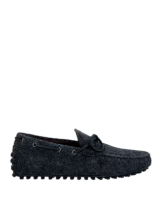 Tods Textured Fabric Gommino Loafers Anthracite