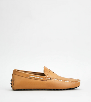 Tods Leather Gommino Driving Shoes with Visible Stitching, Brown