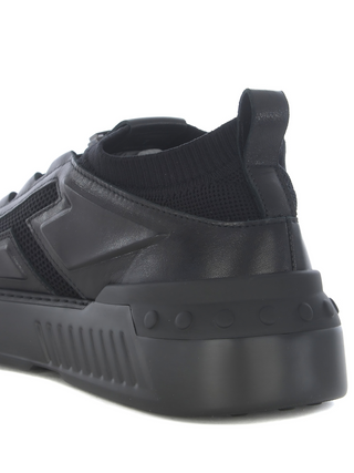 Tods Knitted and Leather Low-Top Sneakers with Speed Lacing