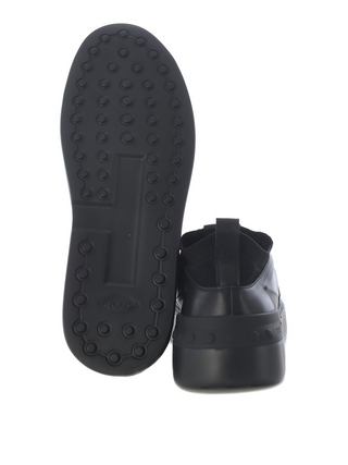 Tods Knitted and Leather Low-Top Sneakers with Speed Lacing