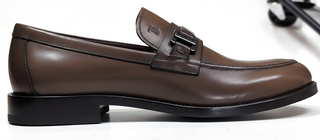 Tods Leather T-Bar Buckle Loafers Cocoa
