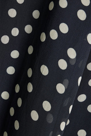 RIXO IRENE CROCHET-PANELED POLKA-DOT CREPE DE CHINE MIDI DRESS - Size 10