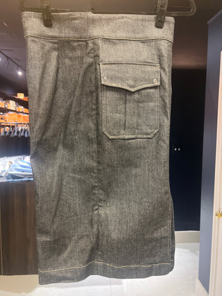Tom Ford Washed Black Denim Pencil Skirt with Flap Pocket