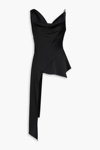 SIMKHAI RONNIE ASYMMETRIC DRAPED SATIN-CREPE TOP - Size 6