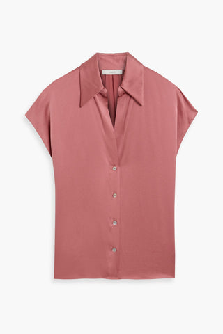 VINCE SILK-SATIN SHIRT - Size S