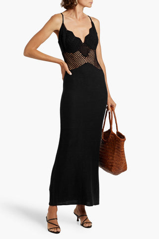 STAUD TARA CROCHET-TRIMMED COTTON MAXI DRESS - Size XL