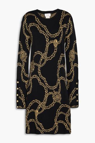 CAMILLA METALLIC JACQUARD-KNIT MINI DRESS - Size XS