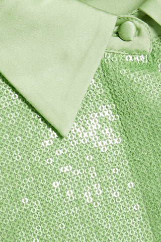 ALICE + OLIVIA WILLA SEQUINED CHARMEUSE SHIRT - Size XS
