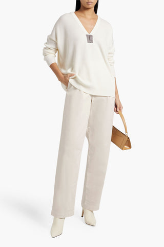 BRUNELLO CUCINELLI PLEATED HIGH-RISE STRAIGHT-LEG JEANS - Size 42