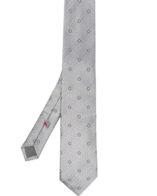 Brunello Cucinelli Woven Silk Micro-Dot Tie in Light Grey