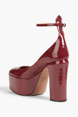VALENTINO GARAVANI TAN-GO PATENT-LEATHER PLATFORM PUMPS - Size 37