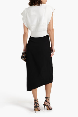IRO JELENA WRAP-EFFECT GRAIN DE POUDRE MIDI SKIRT - Size 34