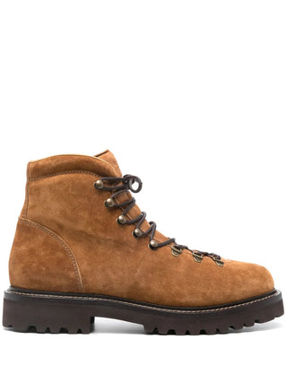 Brunello Cucinelli Suede Lace-Up Ankle Boots with Lug Sole