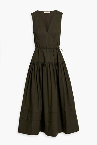ULLA JOHNSON KIRAN TIERED COTTON-POPLIN MIDI DRESS - Size 0