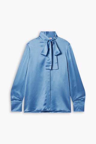 VALENTINO GARAVANI PUSSY-BOW SILK-SATIN SHIRT - Size 44