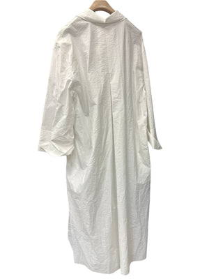 Brunello Cucinelli Crinkled Cotton Button-Front Midi Shirt Dress White