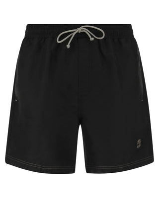 Brunello Cucinelli Technical Fabric Embroidered Logo Swim Trunks