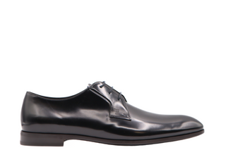 Tods Mens Black Shiny Lace Up Moccassin Derby Dress Shoe