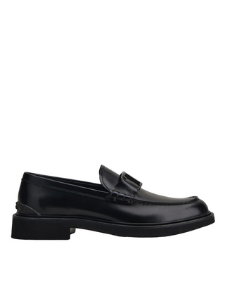 Tods Mens Leather T Loafers in Black