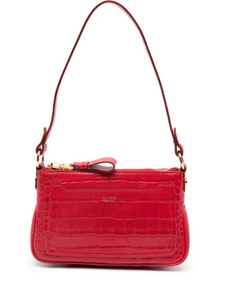 Tom Ford Crocodile-Embossed Leather Zip Baguette Bag