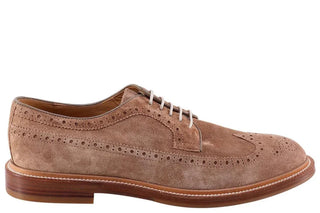 Brunello Cucinelli Tobacco Suede Lace-Up Brogue Derby Shoes