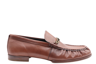 Tods Ruched Leather Gold Chain Loafer