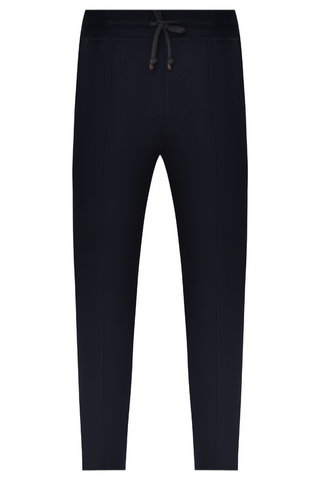 Brunello Cucinelli Cotton Drawstring Seamed Sweatpants in Navy