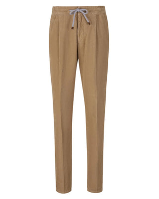 Brunello Cucinelli Velvet Pleated Drawstring Trousers Beige