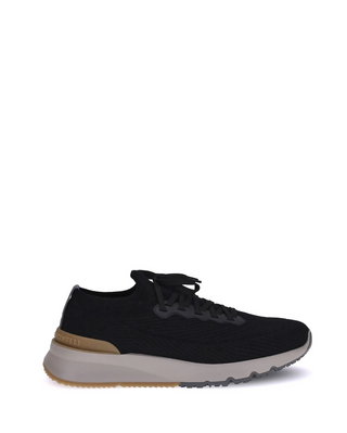 Brunello Cucinelli Mens Knitted Sock Sneakers in Black