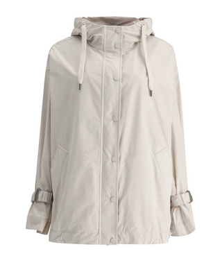 Brunello Cucinelli Lightweight Drawstring Hooded Jacket with Adjustable Cuffs in Yogurt