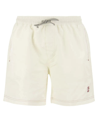 Brunello Cucinelli Nylon Logo Embroidered Swim Trunks in White