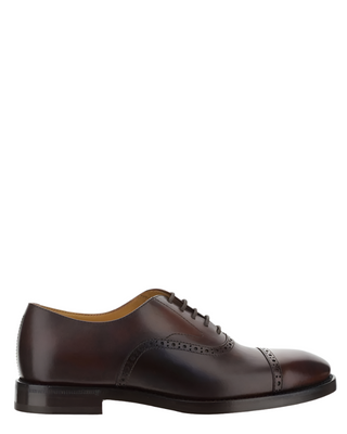 Brunello Cucinelli Polished Leather Brogue Cap-Toe Oxford