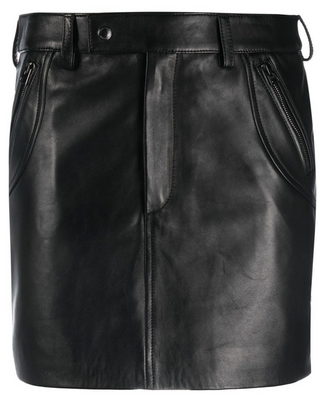 Tom Ford Leather Zipped Pockets Fitted Skirt Black
