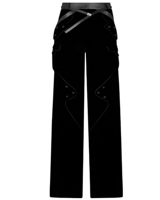 Tom Ford Velvet Wide-Leg Asymmetric Strap Trousers Black