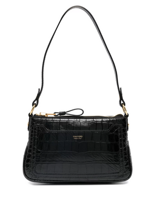 Tom Ford Embossed Croc Leather Top-Zip Shoulder Bag