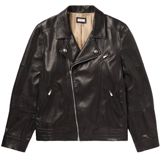 Brunello Cucinelli Leather Asymmetrical Zip Biker Jacket in Black