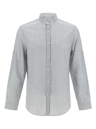 Brunello Cucinelli Brunello Cucinelli Cotton Striped Band-Collar Shirt