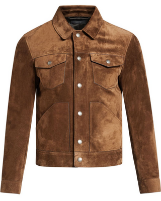 Tom Ford Suede Collared Button-Front Jacket Brown
