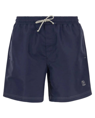 Brunello Cucinelli Drawstring Logo-Embroidered Swim Trunks