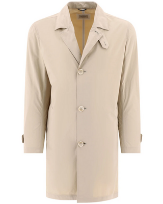 Brunello Cucinelli Cotton Blend Buttoned Trench Coat Beige
