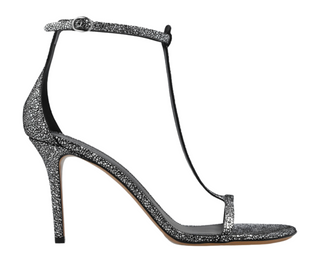 ISABEL MARANT Crackled Metallic Leather T-Strap Sandals