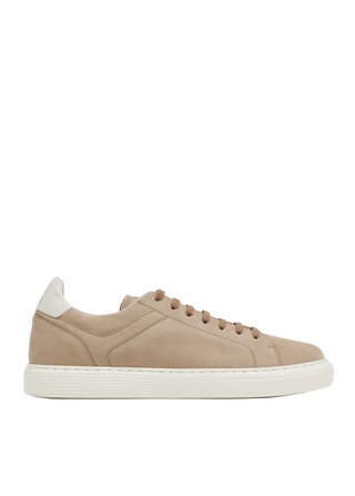 Brunello Cucinelli Nubuck Calfskin Sneakers In Light Brown