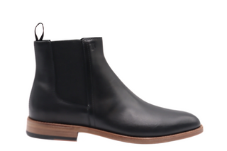 Tods Black Leather Chelsea Boots with Wooden Sole