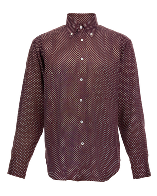 Tom Ford Burgundy Polka-Dot Cotton Button-Down Shirt