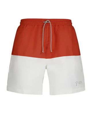 Brunello Cucinelli Technical Fabric Color-Block Logo-Embroidered Swim Trunks
