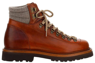 Brunello Cucinelli Brown Leather Hiking Ankle Boots with Padded Collar