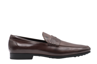 Tods Brown Leather Mocassino Loafers with Braided Detail